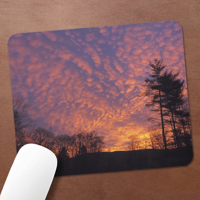 Schönes Sonnenaufgang Wolken Foto Mousepad (Beautiful Sunrise Clouds Photo Mouse Pad, in situ)
