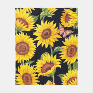 Schönes Sonnenblumenmuster Fleecedecke