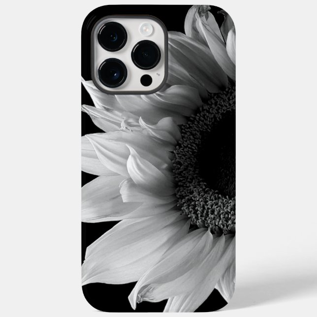 Schönes Sonnenblumenportrait in Schwarz und Weiß Case-Mate iPhone 14 Pro Max Hülle (Rückseite)