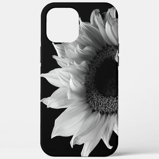 Schönes Sonnenblumenportrait in Schwarz und Weiß Case-Mate iPhone Hülle (Rückseite)