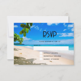 Schönes Sonnenstrand Foto Hochzeit RSVP Karte