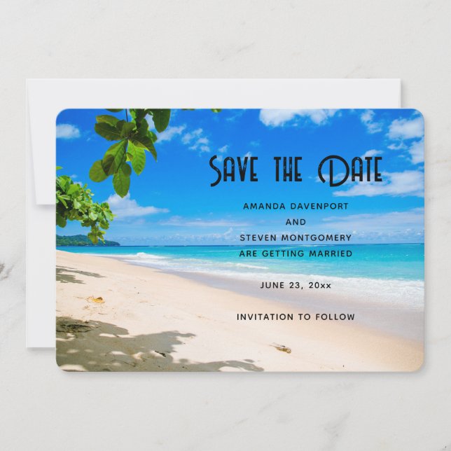 Schönes Sonnenstrand Foto Hochzeit Save The Date (Vorderseite)