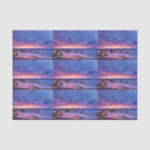 Schönes Sonnenuntergang Küste Foto Muster Seidenpapier