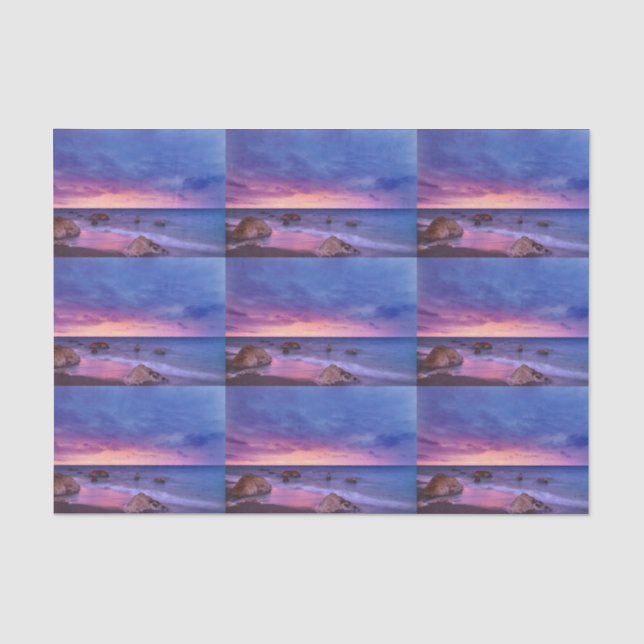 Schönes Sonnenuntergang Küste Foto Muster Seidenpapier (Vorderseite)