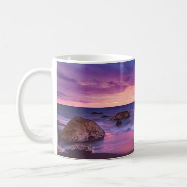 Schönes Sonnenuntergang Küstenbild Kaffeetasse (Links)