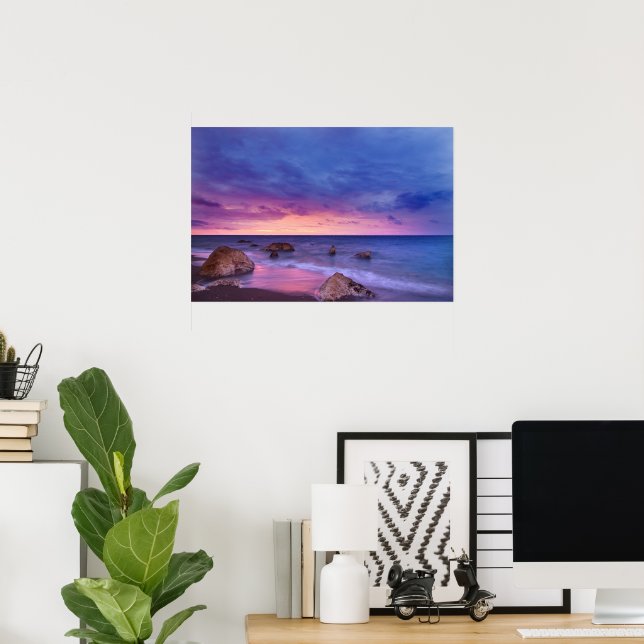 Schönes Sonnenuntergang Küstenbild Poster (Heimbüro)