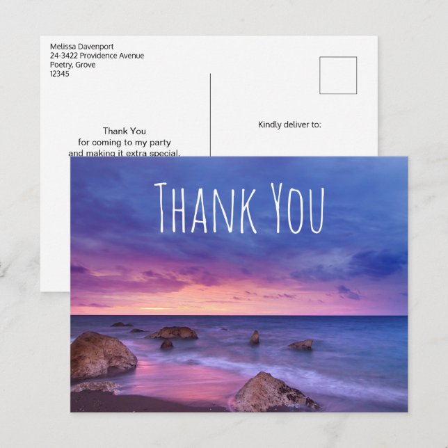 Schönes Sonnenuntergang Küstenfotografie Danke Postkarte (Vorne/Hinten)