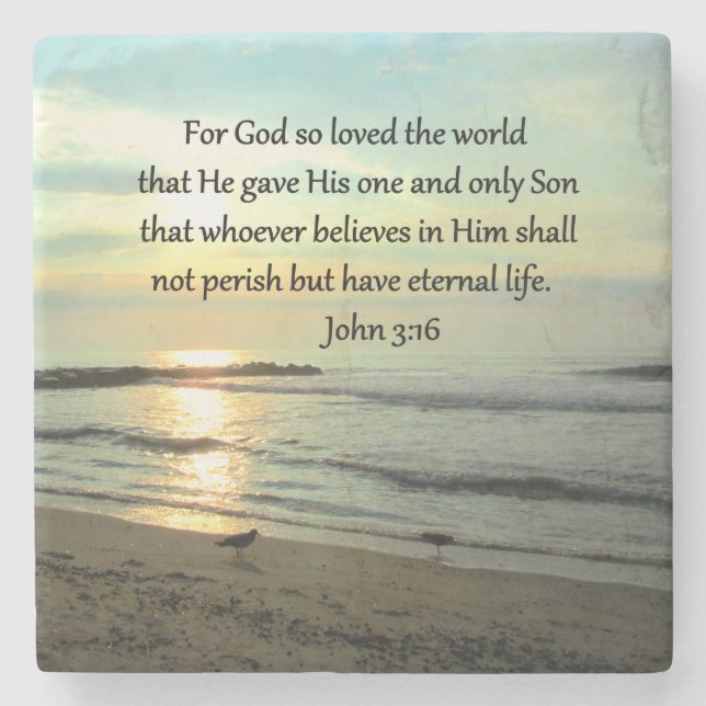 SCHÖNES SONNENUNTERNEHMEN JOHN 3:16 DESIGN STEINUNTERSETZER (Vorderseite)