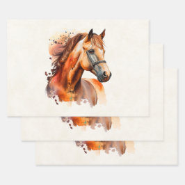 Schönes Sorrel Pferde Portrait Geschenkpapier Set