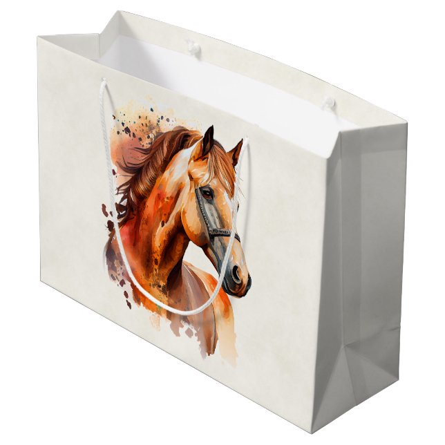 Schönes Sorrel Pferde Portrait Große Geschenktüte (Rückseite Schrägansicht)