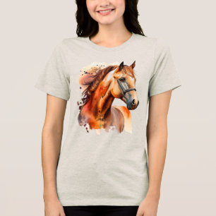 Schönes Sorrel Pferde Portrait Tri-Blend Shirt