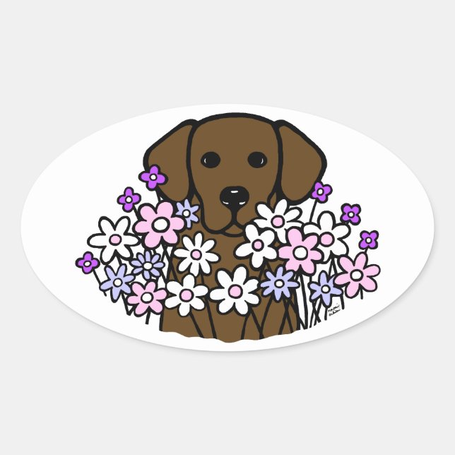 Schönes Soul Schokolade Labrador Illustration 2 Ovaler Aufkleber (Vorderseite)