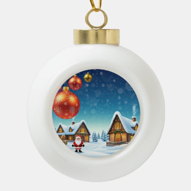 Schönes, spielerisches Weihnachtsdesign Keramik Kugel-Ornament (Vorderseite)
