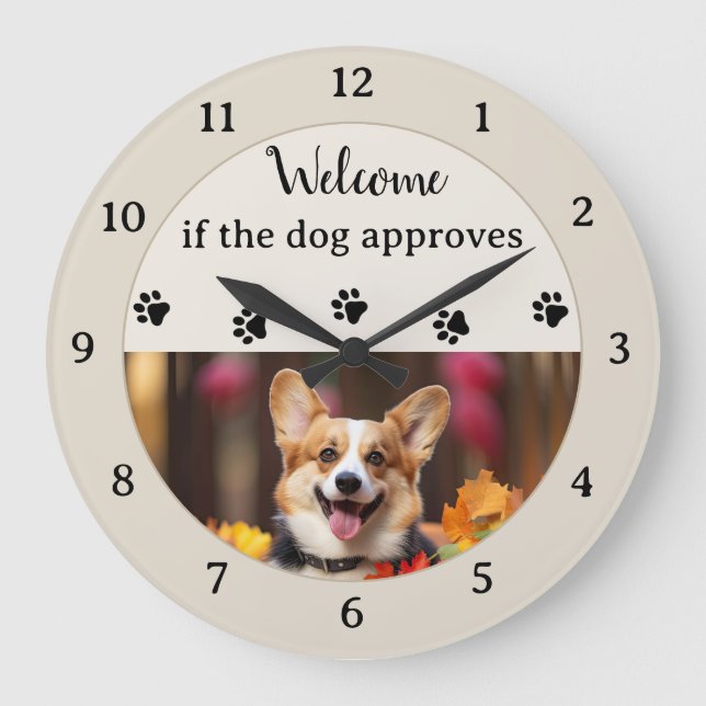 Schönes Sprichwort mit Ihrem Hund-Foto Große Wanduhr (Vorderseite)