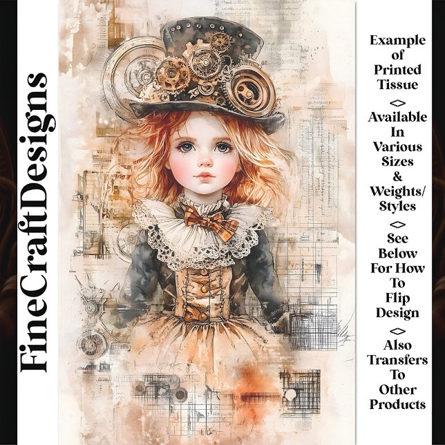 Schönes Steampunk Young Girl AN8 Decoupage Seidenpapier (Von Creator hochgeladen)