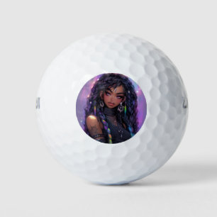 Schönes stilvolles Braided Hair Anime Girl Golfball