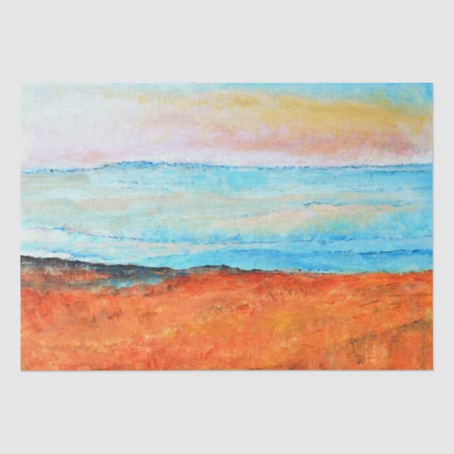 Schönes Strandgemälde Abstrakt Orange Blue Wrap Seidenpapier (Vorderseite)