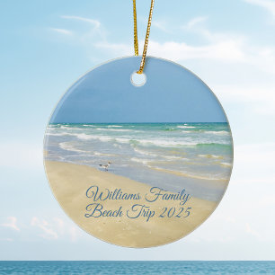 Schönes Strandhaus Weihnachts- Gedenk- Keramik Ornament