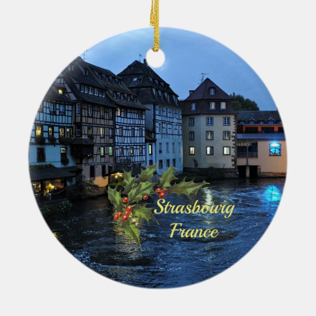 Schönes Straßburg, Frankreich mit Weihnachtsheilig Keramik Ornament (Hinten)