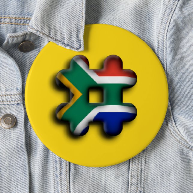 Schönes Südafrika Hashtag Flaggenmuster Art Button (Beispiel)
