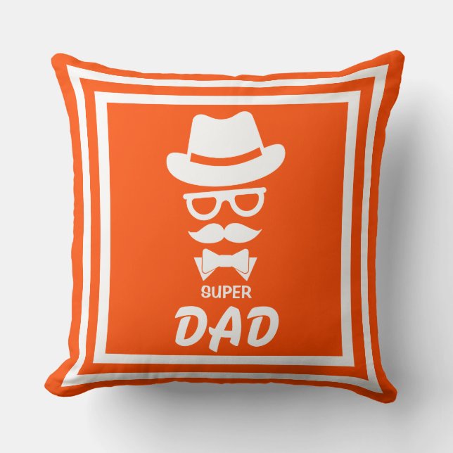 Schönes Super Vater Gesicht mit Mustaches, Hut, So Kissen (Vorderseite)