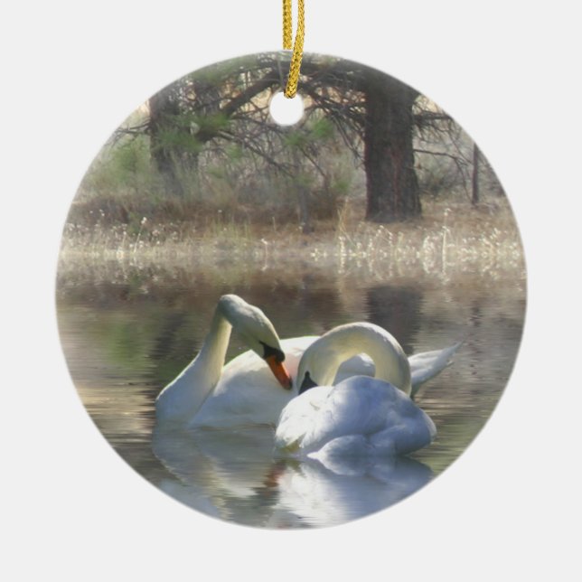 Schönes Swan Couple Xmas Ornament (Vorne)