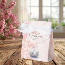 Schönes Swan Pink Floral Damask Girl Babydusche
