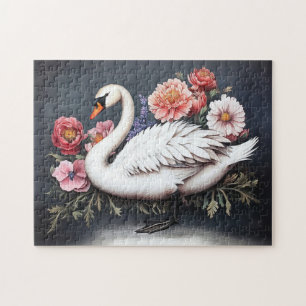 Schönes Swan Vintage Blume Malerei