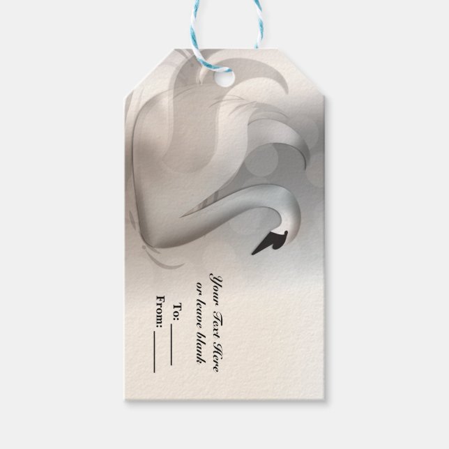 Schönes Swan White & Silver Elegante Custom Gevor Geschenkanhänger (Vorderseite)
