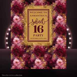 Schönes Sweet 16 Blush Burgundy Gold Tapestry Wandteppich