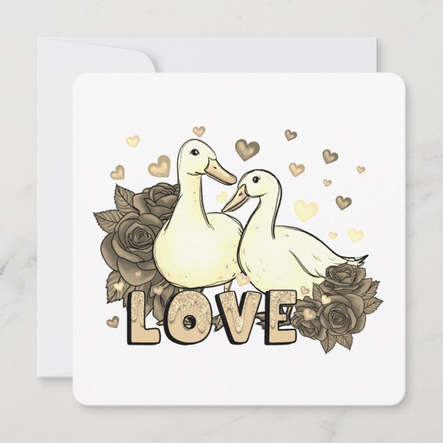 Schönes Taubenpaar in Liebe mit Rose (Vorderseite)