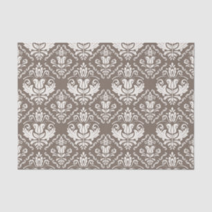 Schönes Taupe-Elfenbein-Damast-Brokat-Muster Seidenpapier