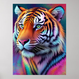 Schönes Tie-Dye-Tiger-Muster-Kunstwerk Poster