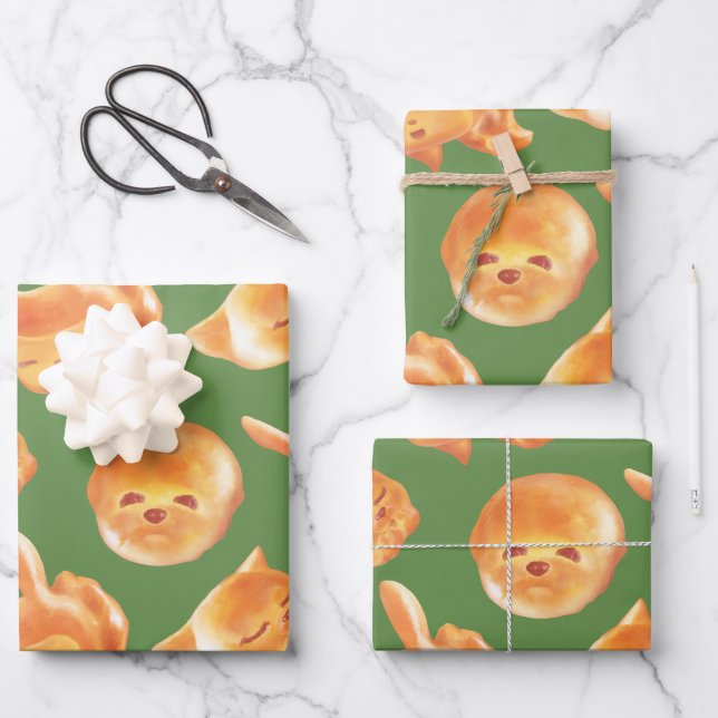 Schönes, tierförmiges Brot Geschenkpapier Set (Vorderseite)