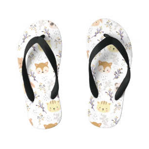 Schönes Tierkopfmuster und Blumenmuster Kinderbadesandalen