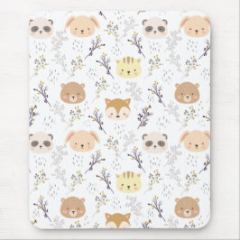 Schönes Tierkopfmuster und Blumenmuster Mousepad