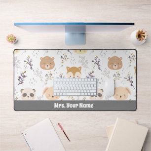 Schönes Tierkopfmuster und Blumenmuster Schreibtischunterlage