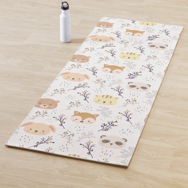 Schönes Tierkopfmuster und Blumenmuster Yogamatte (Beispiel)