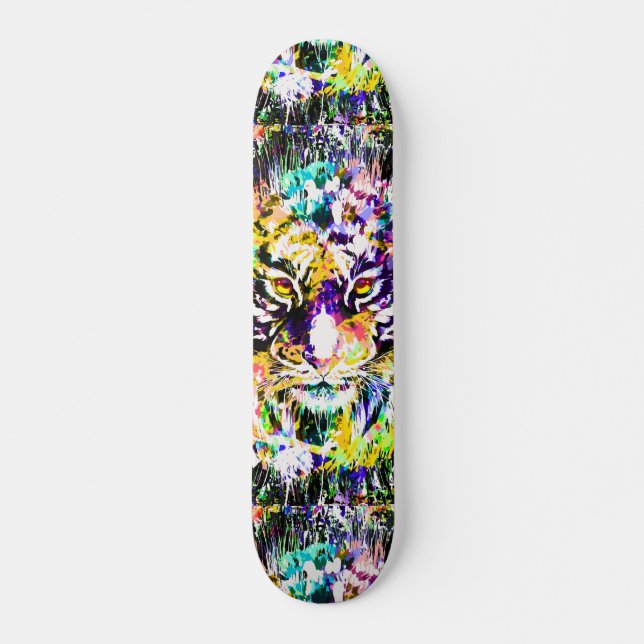 Schönes Tiger Skateboard Deck | Farbiger Tiger (Vorne)