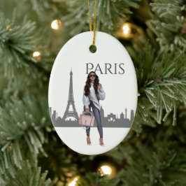 Schönes Trendy Girl - Paris Weihnachten Keramik Ornament