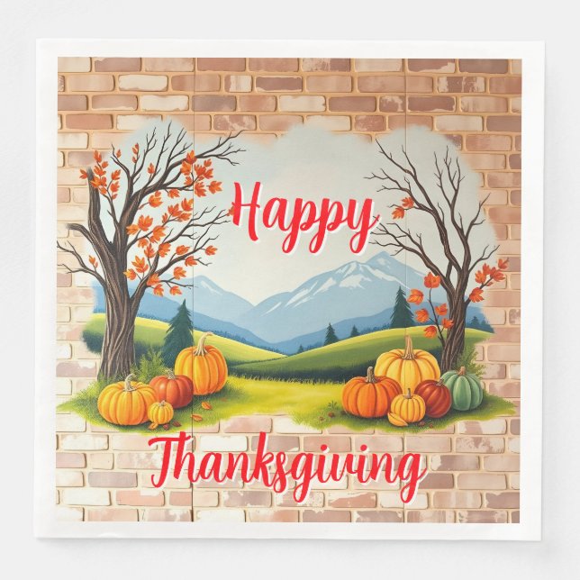 Schönes Trendy Happy Thanksgiving Fall Serviette (Vorderseite)