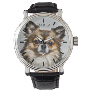Schönes Tri-Color Chihuahua Custom Personalisiert Armbanduhr