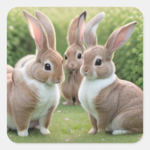Schönes Trio der Bunnies Quadratischer Aufkleber