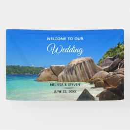 Schönes tropisches Meer mit einer Rocky Beach Hoch Banner