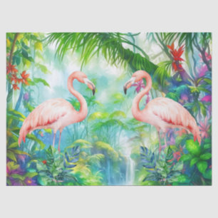 Schönes tropisches Rosa Flamingos Dekoupage Seidenpapier