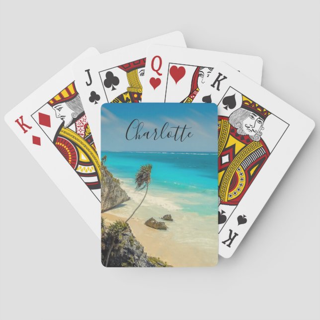Schönes tropisches Sandstrand Paradise Spielkarten (Rückseite)