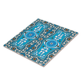 💙 🤎 Schönes Türkis - Braune Azulejos, 8, Fliese