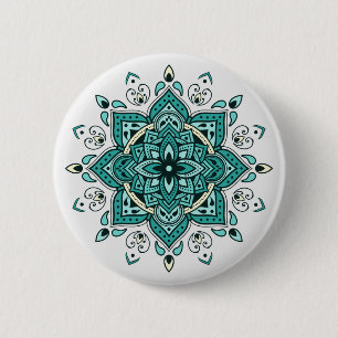 Schönes türkisfarbenes Mandala-Design Button