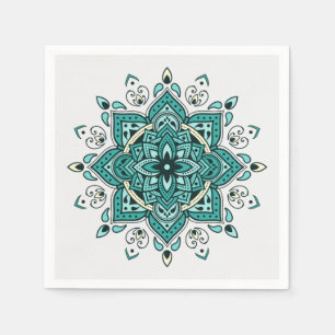 Schönes türkisfarbenes Mandala-Design Serviette