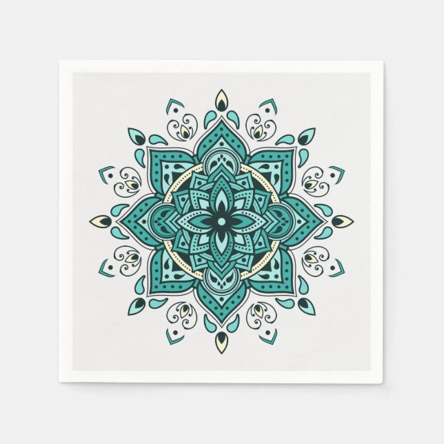 Schönes türkisfarbenes Mandala-Design Serviette (Vorderseite)